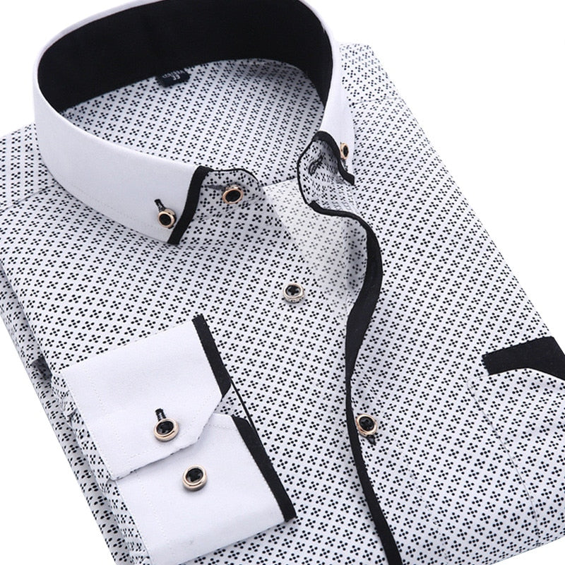 Men’s fashion long-sleeved printed shirt