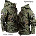 Green men’s camo jacket with charger