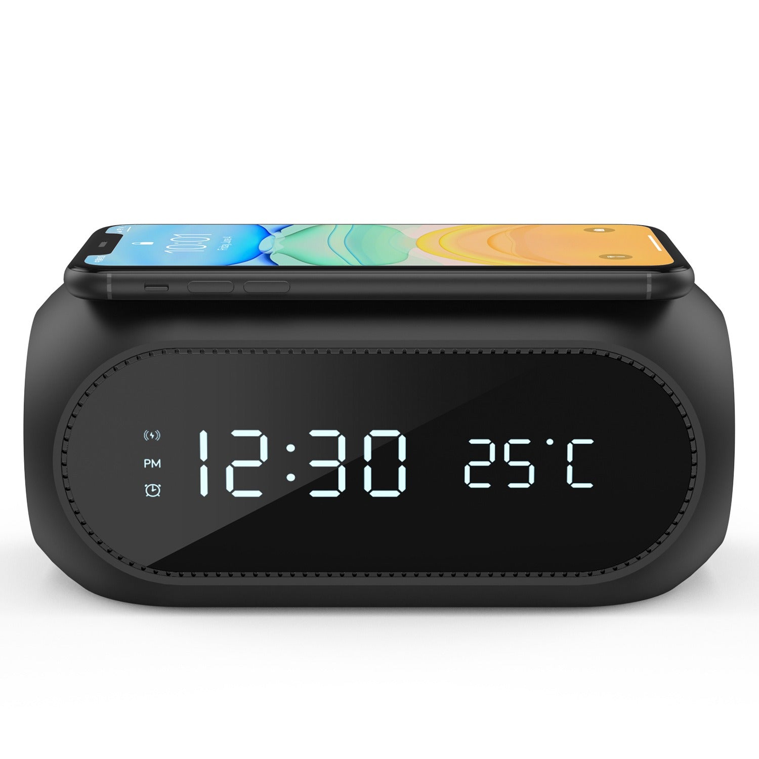 Modern alarm clock with wireless charging