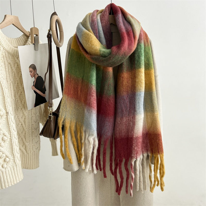 Women's Plaid Tassel Winter Scarf – Warm Shawl - Wrapit Store
