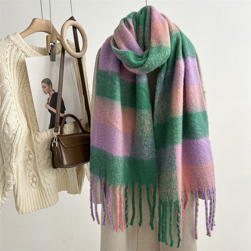 Women's Plaid Tassel Winter Scarf – Warm Shawl - Wrapit Store
