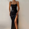  Long Black backless dress
