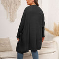Women's Oversized Knit Cardigan – Open Front with Large Pockets - Wrapit Store