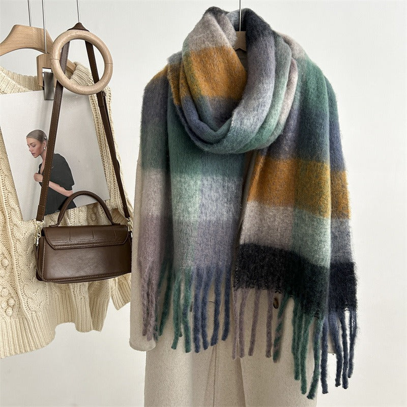 Women's Plaid Tassel Winter Scarf – Warm Shawl - Wrapit Store