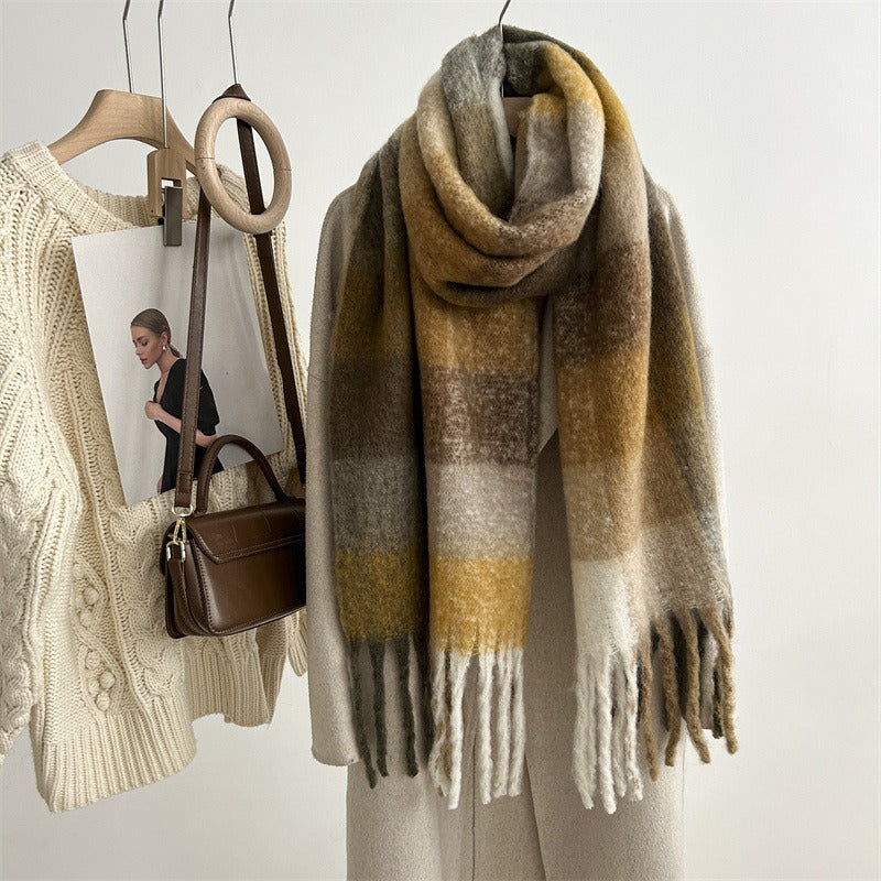 Women's Plaid Tassel Winter Scarf – Warm Shawl - Wrapit Store