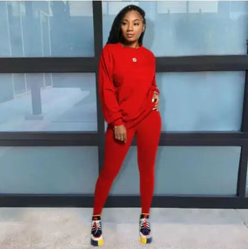 Women's Two Piece Trouser Sets Red Color