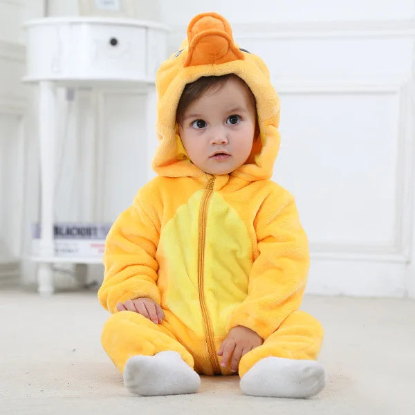 Warm fleece animal jumpsuit