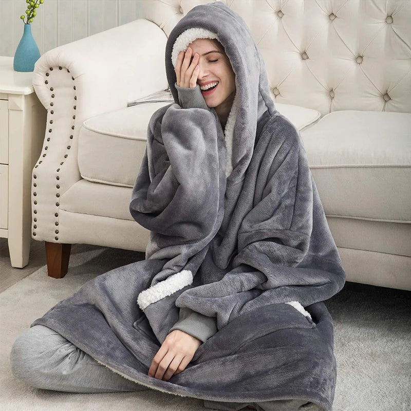 Wearable Fleece Blanket Hoodie – Hooded TV Blanket - Wrapit Store