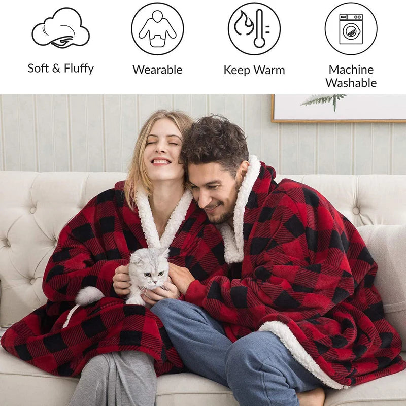 Wearable Fleece Blanket Hoodie – Hooded TV Blanket - Wrapit Store