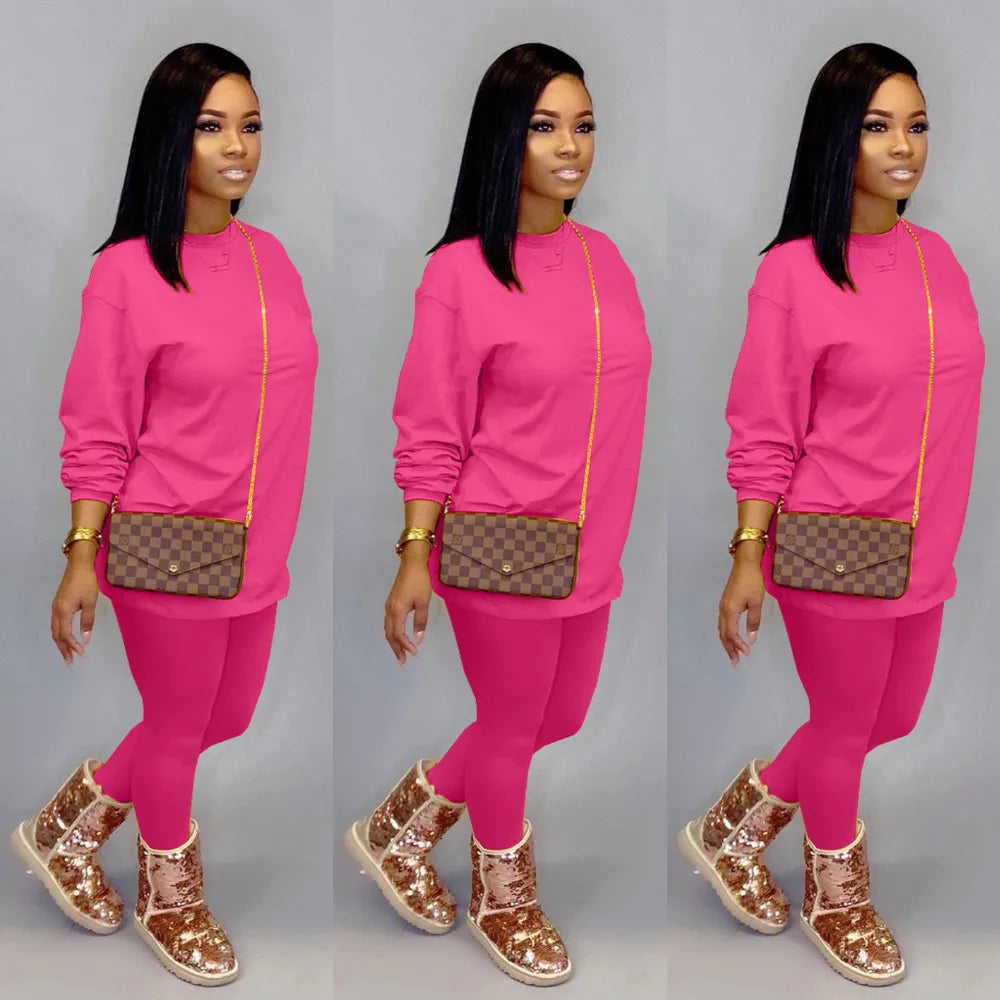 Women's Two Piece Trouser Sets Pink Color