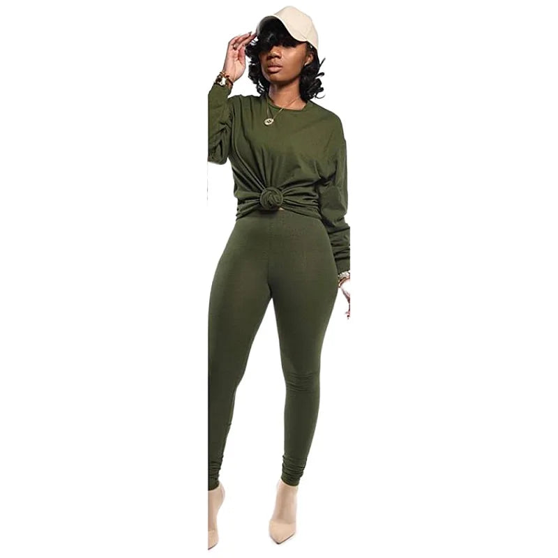 Women's Two Piece Trouser Sets Olive Color