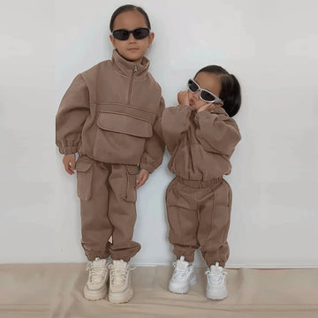 Fashion 2 Pcs Kids Sweatshirts+Pants Children Outfits Sets Toddler Warm Fleece Baby Boys Grils Clothing Set Sweatsuits Pullover