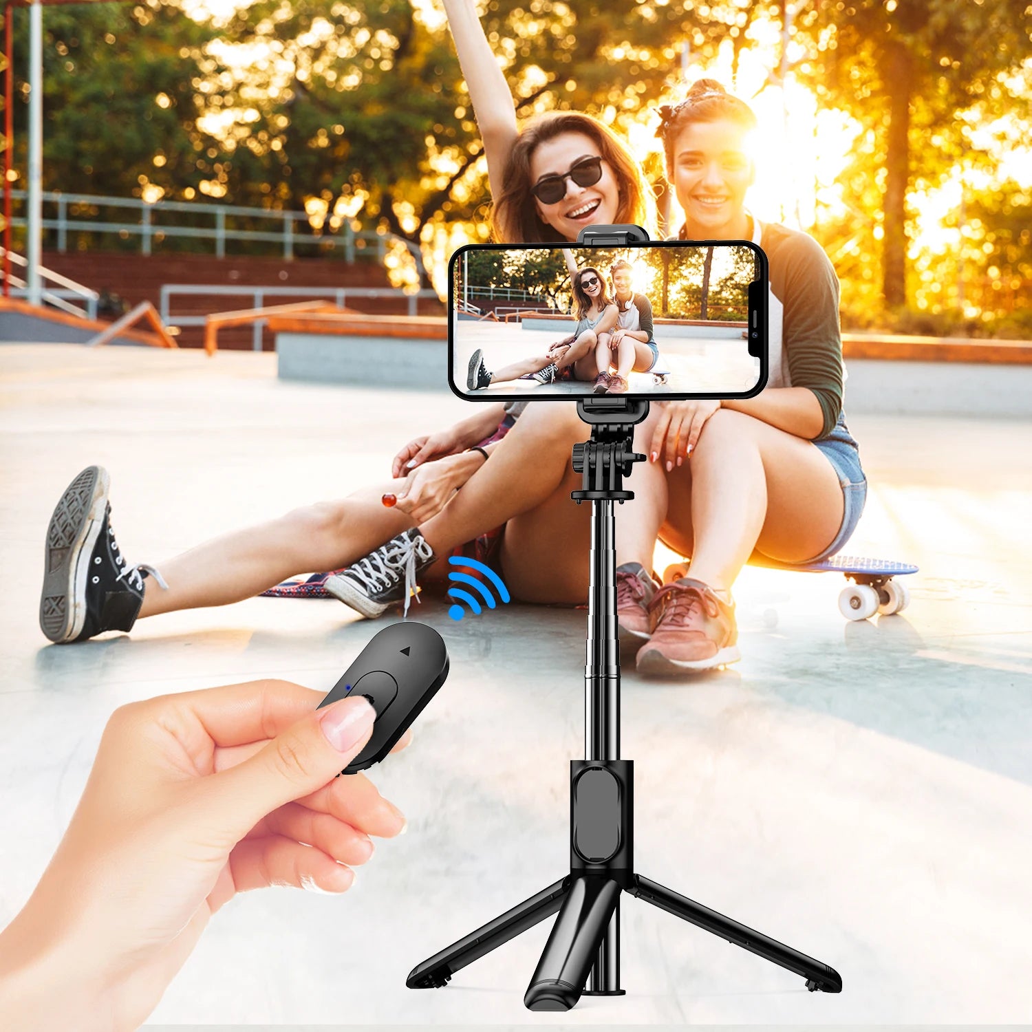 Selfie stick with remote